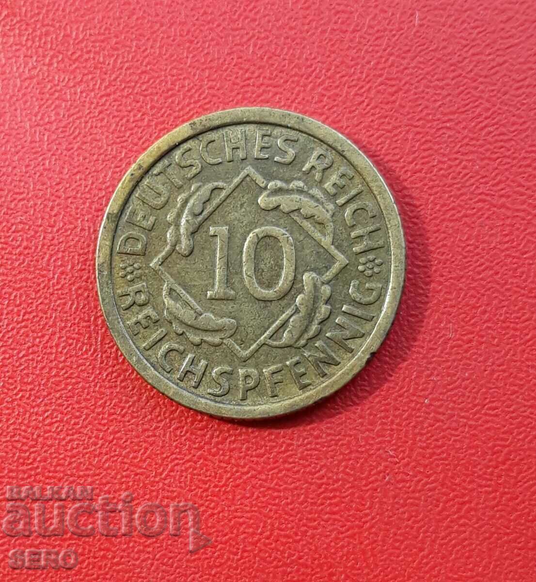 Germany-10 Pfennig 1933 G-Karlsruhe-rare