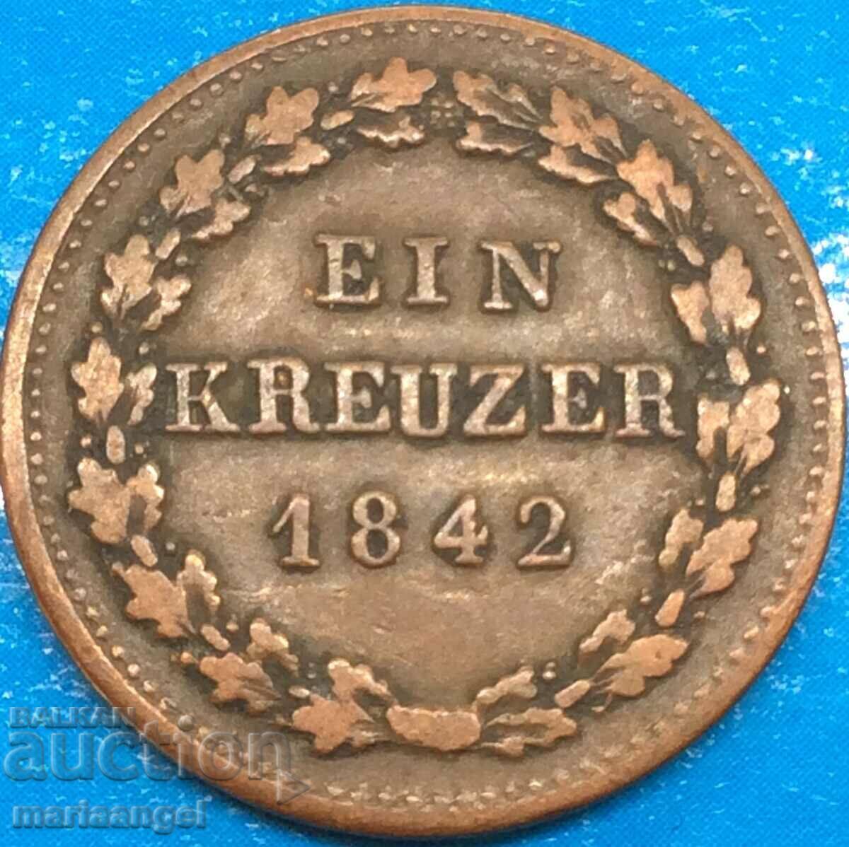 Nassau 1 Kreuzer 1842 Germany Duke Adolf copper with price 27.00 BGN | € 13.80