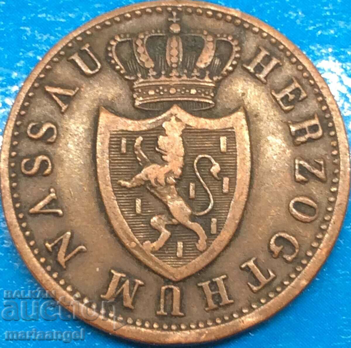 Nassau 1 Kreuzer 1842 Germany Duke Adolf copper - 7