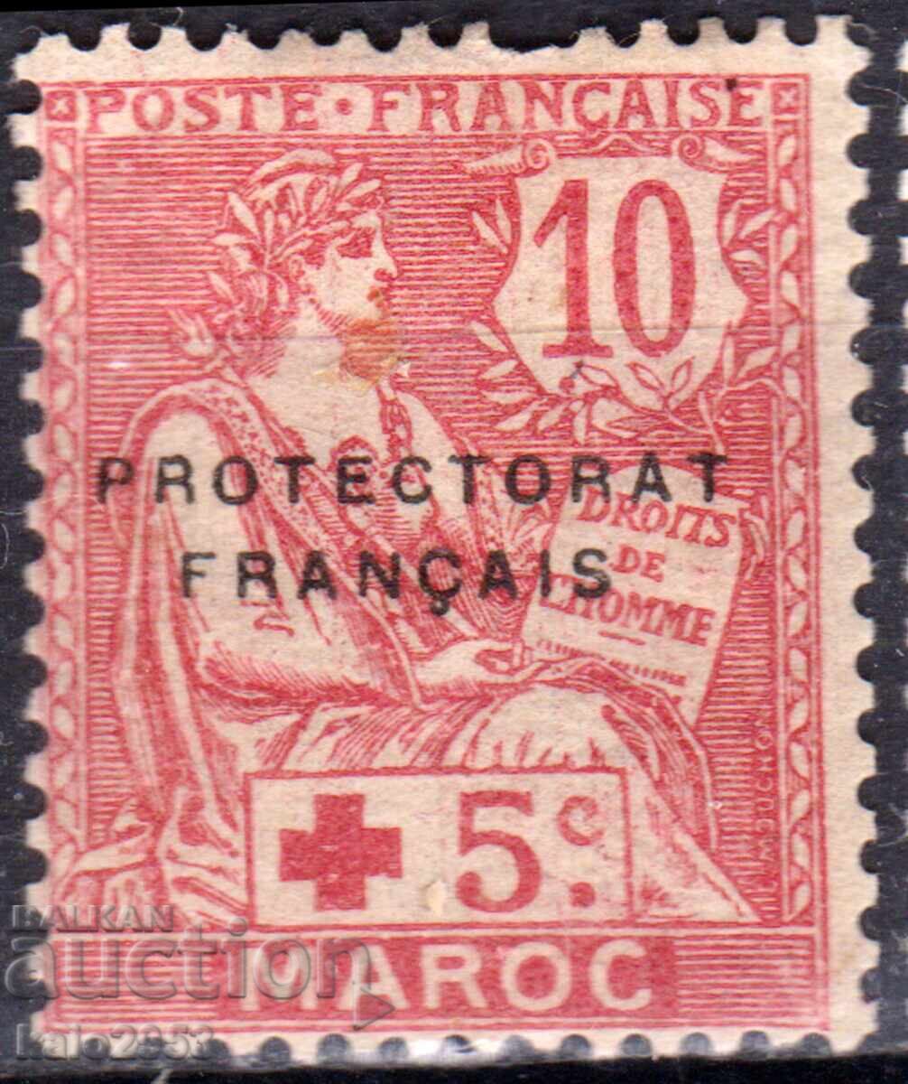 Franța/Poștă în Maroc - 1914 - Alegorie cu Cruce Roșie + nominal, MLH