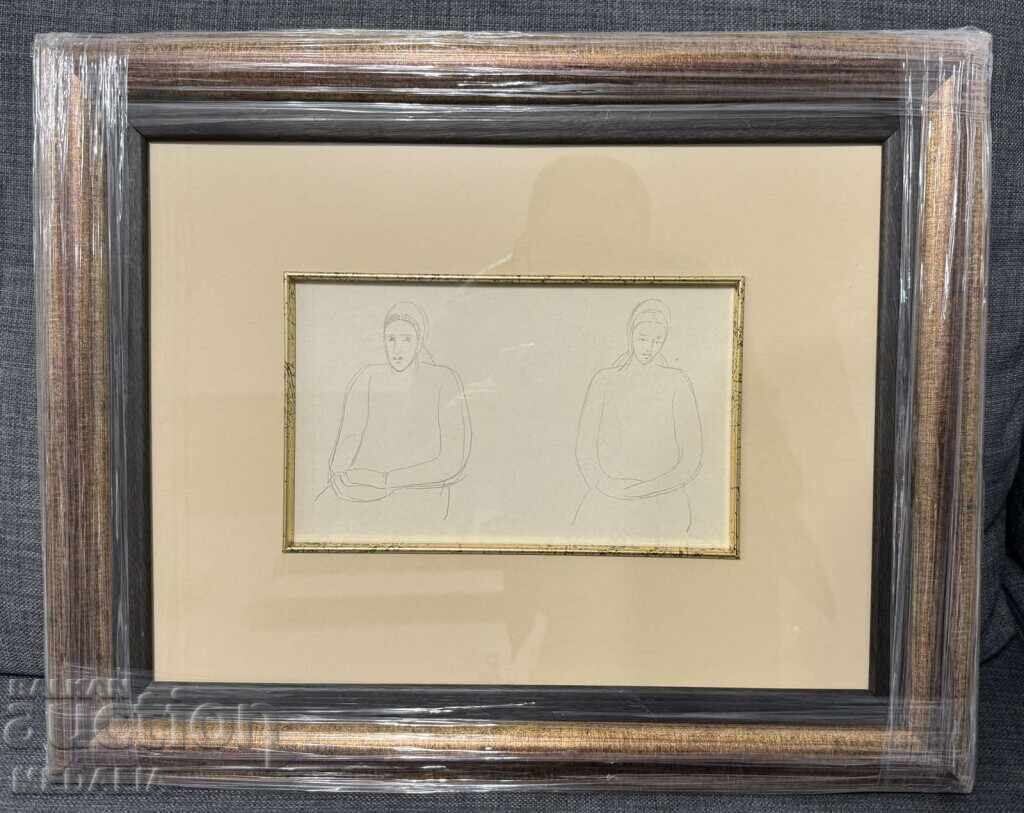 Vladimir Dimitrov-Maystora - "Girls" - pencil - framed Vladimir Dimitrov-Maystora - "Girls" - pencil - framed