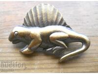 Antique bronze dinosaur brooch