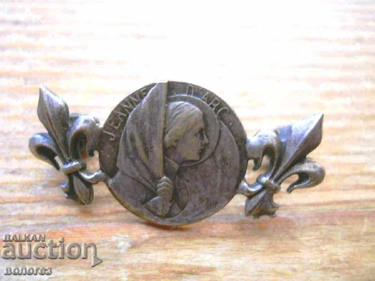 Antique Silver-Plated Brooch "Joan of Arc" - France Antique Silver-Plated Brooch "Joan of Arc" - France