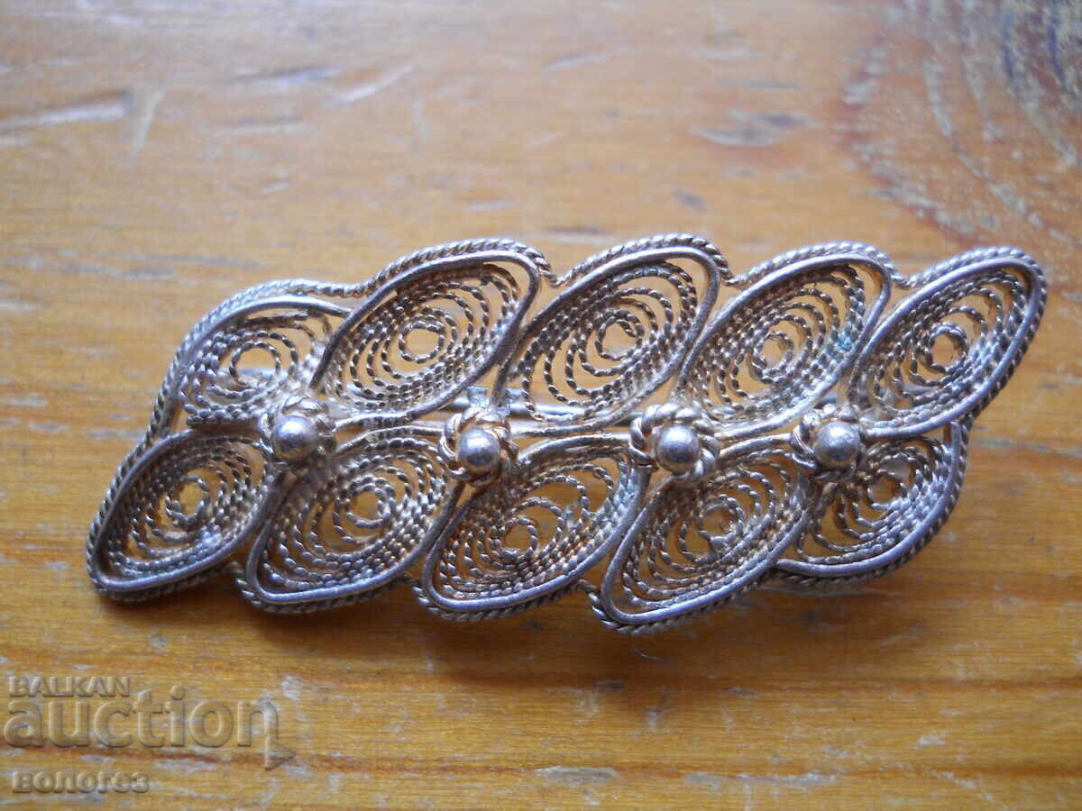 Antique silver filigree brooch