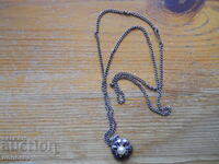 Ασημένιο κολιέ αντίκα και μενταγιόν με μαργαριτάρι