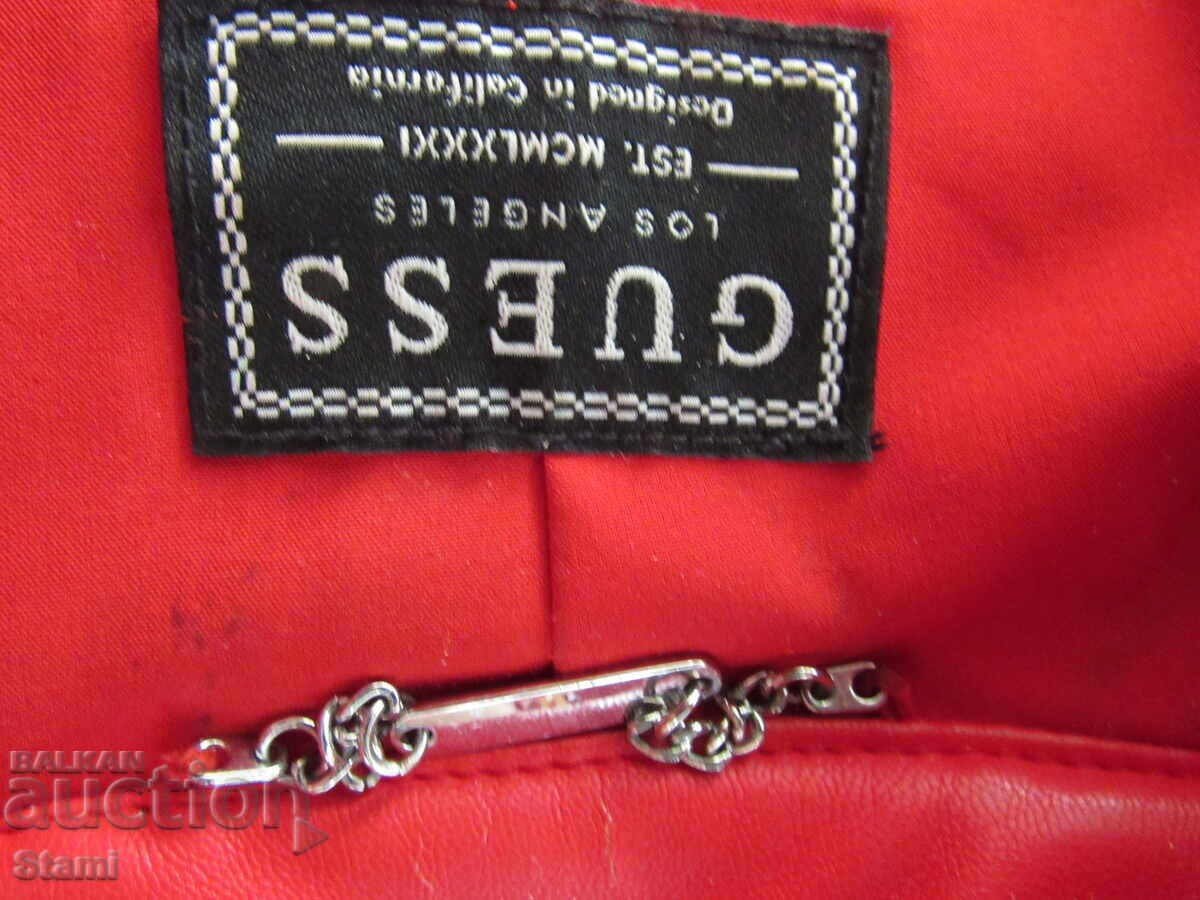 Geacă de piele roșie GUESS mărimea L - 7 Geacă de piele roșie GUESS mărimea L - 7