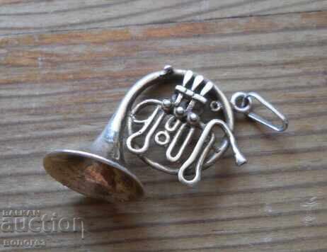 Silver French horn pendant with gold plating Silver French horn pendant with gold plating