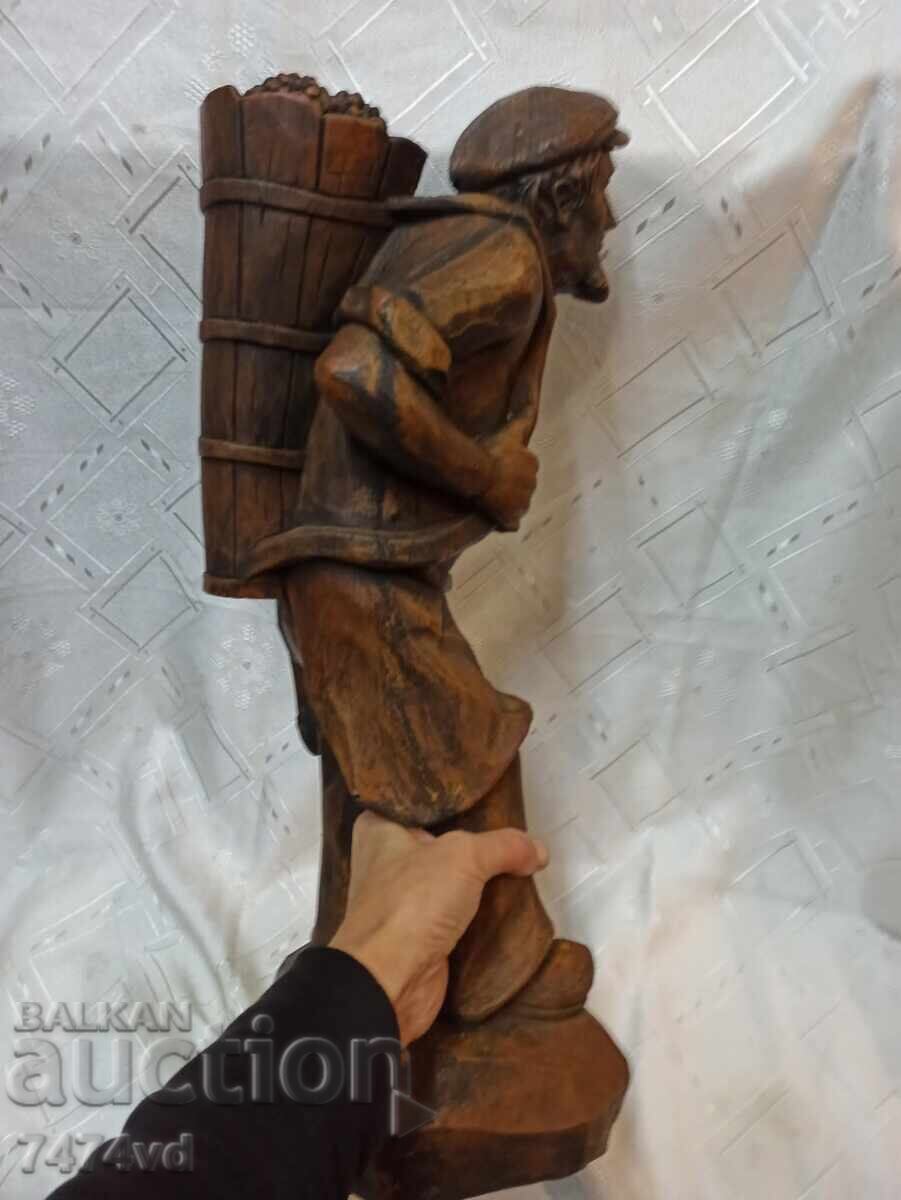 Висока 48 см ръчно резбована дървена скулптура лозар! - 5