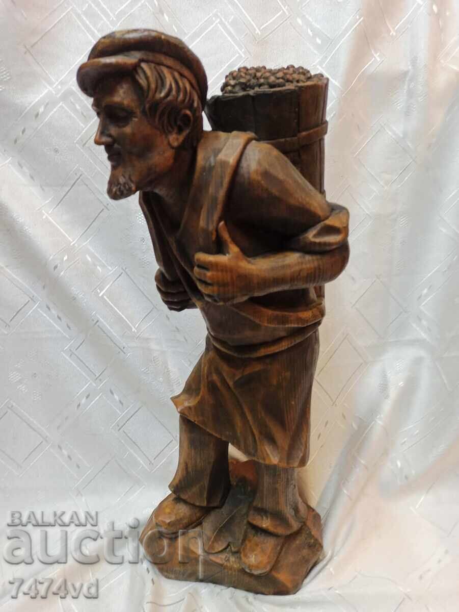 Висока 48 см ръчно резбована дървена скулптура лозар! - 6