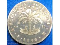 Bolivia 8 Soles 1848 Silver Patina