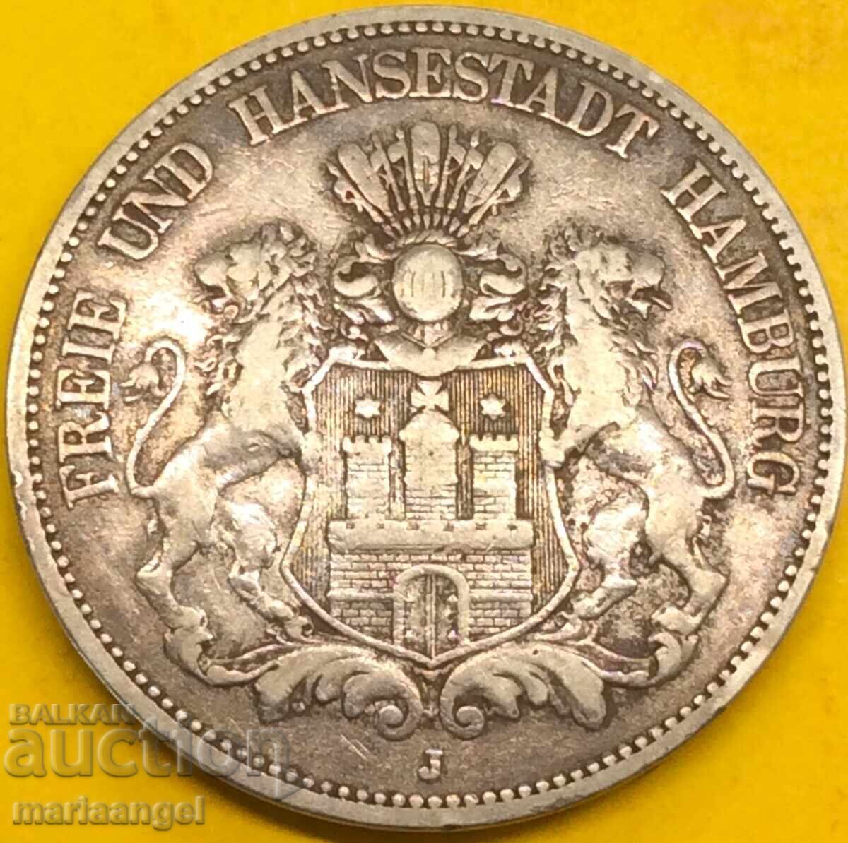 Germany 5 stamps 1875 Hamburg 27.45g silver