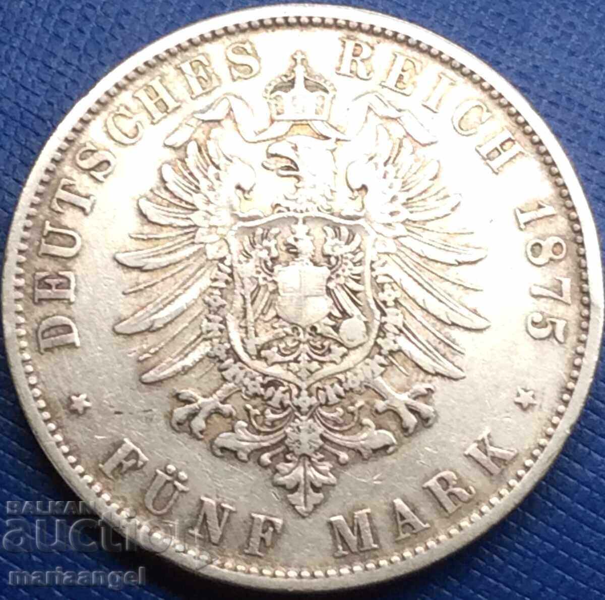 5 timbre 1875 Germania Karl von Württemberg 27,54g argint cu preț 228.00 BGN | € 116.57
