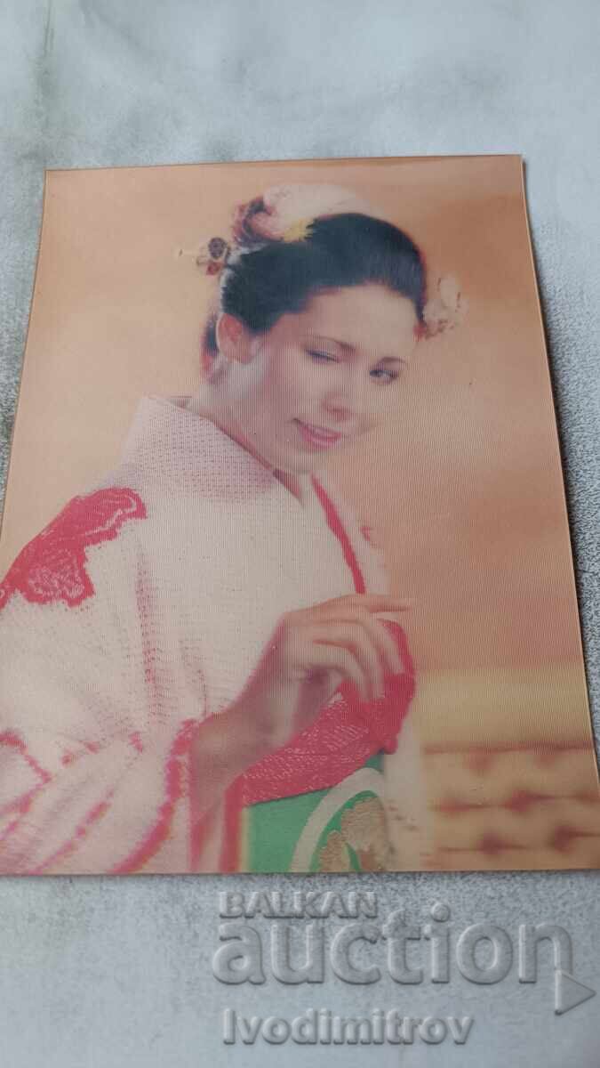 Stereo Card Blinking Japanese Woman Stereo Card Blinking Japanese Woman