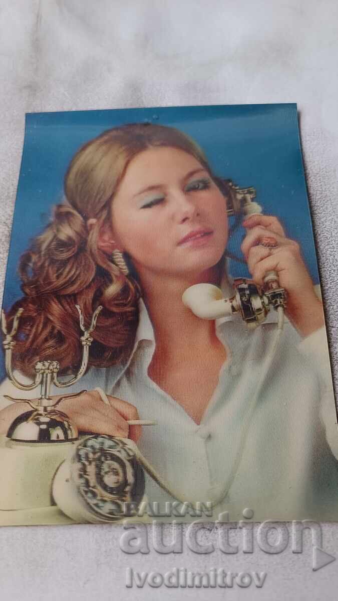 Carte poștală stereo Fată vorbind la telefon
