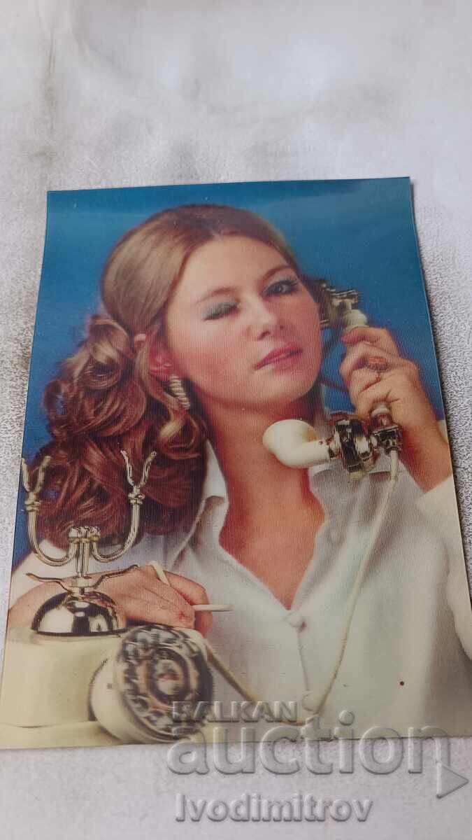 Стереокартичка Девойка говореща по телефона