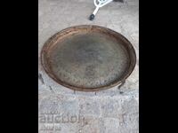 Large Old Copper Pan Sahan Blue Copper