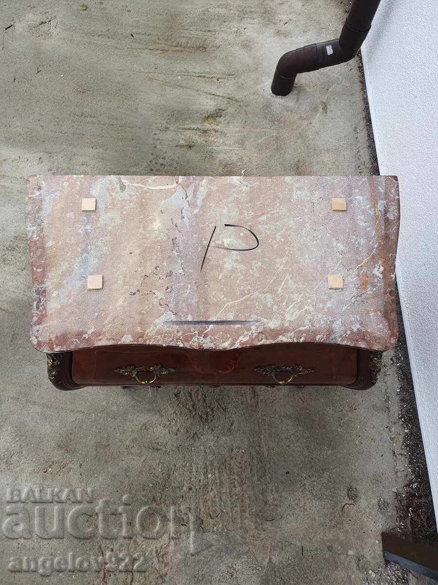 Όμορφο vintage συρτάρι από μασίφ ξύλο με μαρμάρινη επιφάνεια!!! - 7