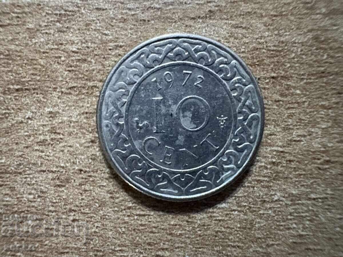Surinam - 10 cenți (1972) Surinam - 10 cenți (1972)