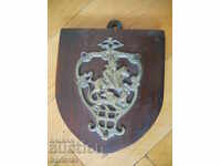 Coat of arms - panel with the image of St. George (bronze and wood)