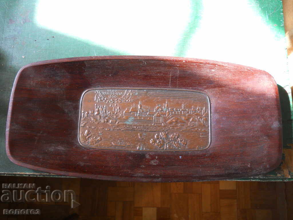 Wooden plate - panel with a view of Warsaw from 1656 - Poland Wooden plate - panel with a view of Warsaw from 1656 - Poland