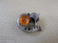 Fox brooch made of premium Baltic amber