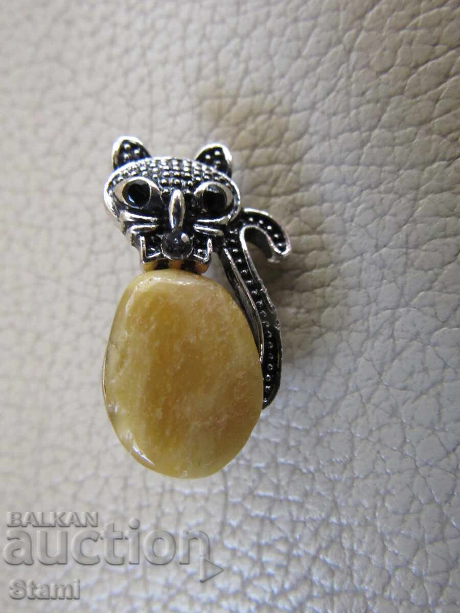 Licitație Broșă-pisică din chihlimbar baltic de primă clasă