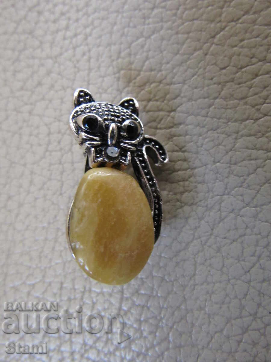 Livrarea Broșă-pisică din chihlimbar baltic de primă clasă