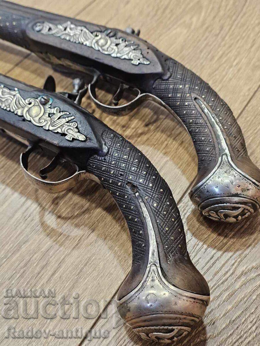 Pair of Balkan Flintlock Pistols - 5