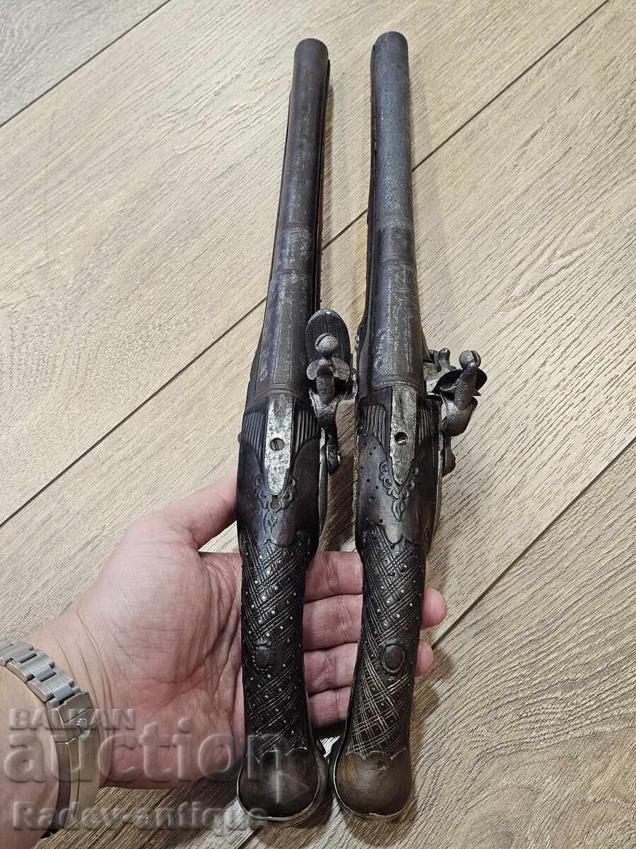 Pair of Balkan Flintlock Pistols - 6