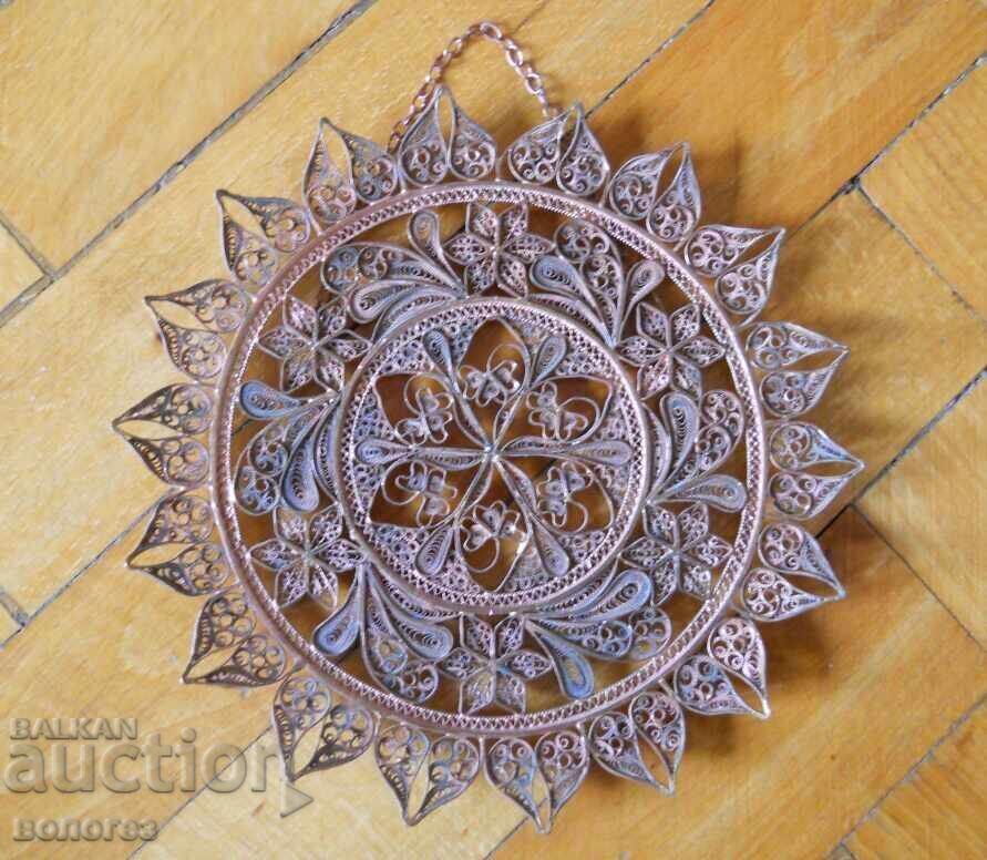 Antique copper panel - filigree