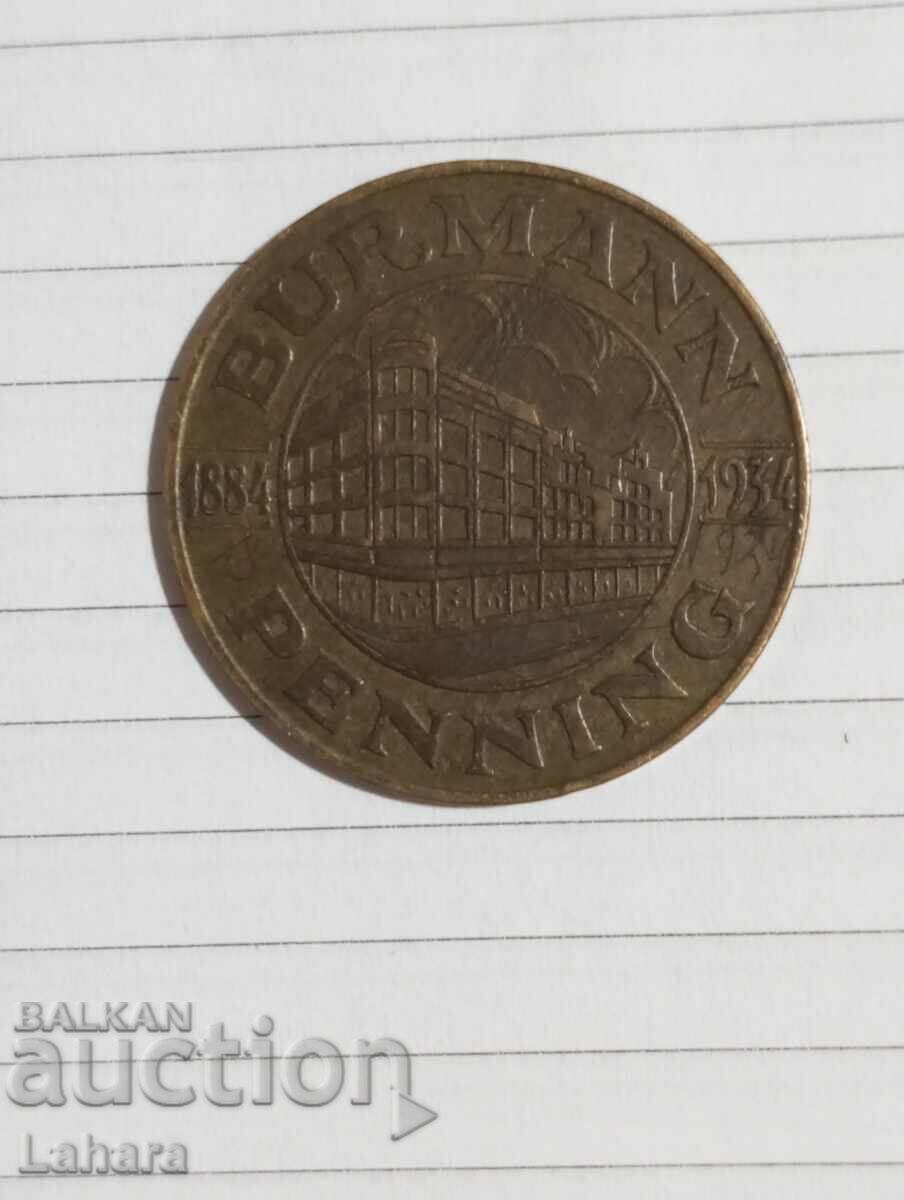 Жетон от 1934 г. Холандия с цена 0.01 лв. | € 0.01