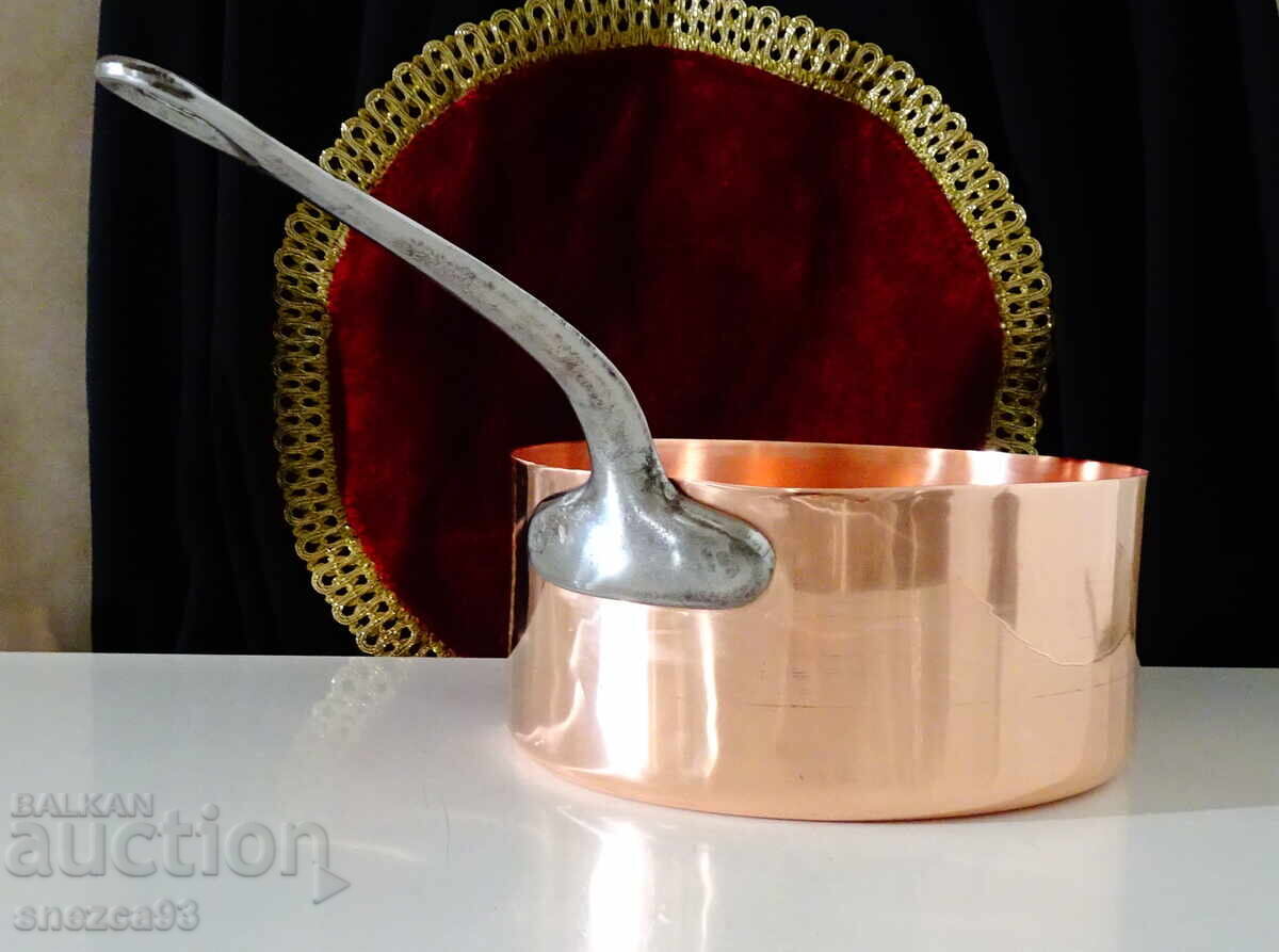 Παράδοση Χάλκινη κατσαρόλα, τηγάνι, 4 λίτρα, καθαρό κόκκινο χαλκό Παράδοση Χάλκινη κατσαρόλα, τηγάνι, 4 λίτρα, καθαρό κόκκινο χαλκό