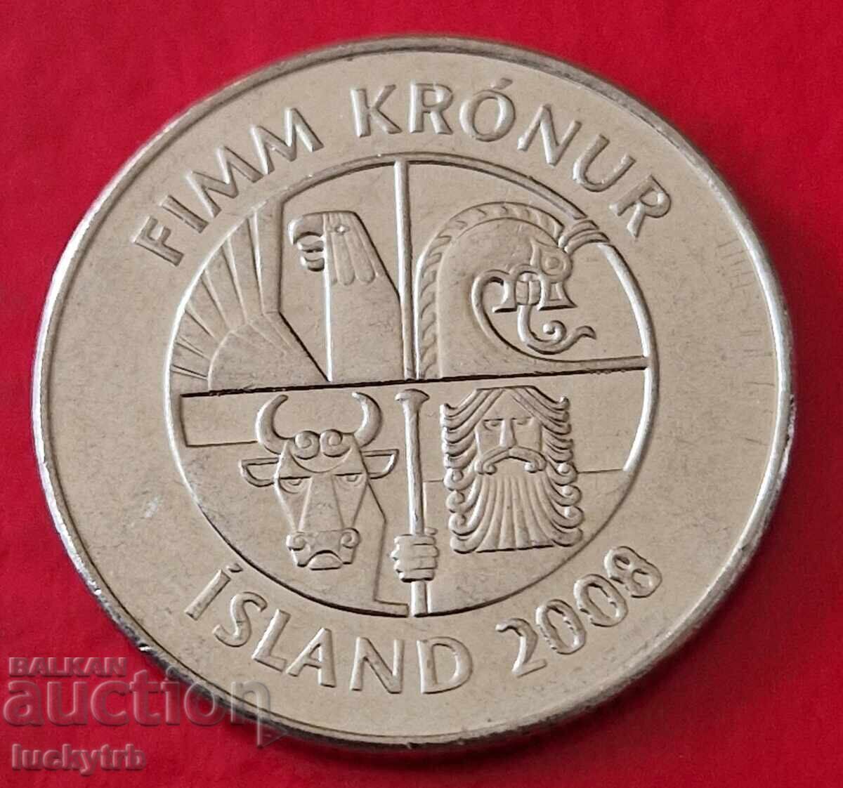 5 coroane 2008 - Islanda cu preț € 1.00 | 1.96 BGN