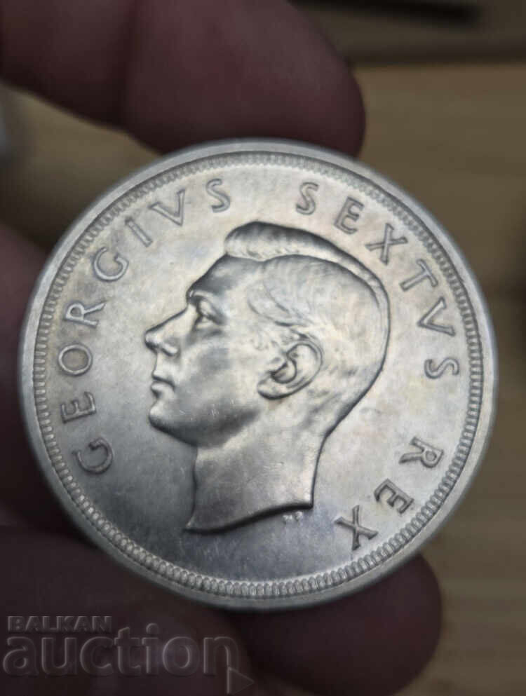 South Africa 5 Shillings 1952 George VI Ship Silver Coin 28g with price 1.50 BGN | € 0.77