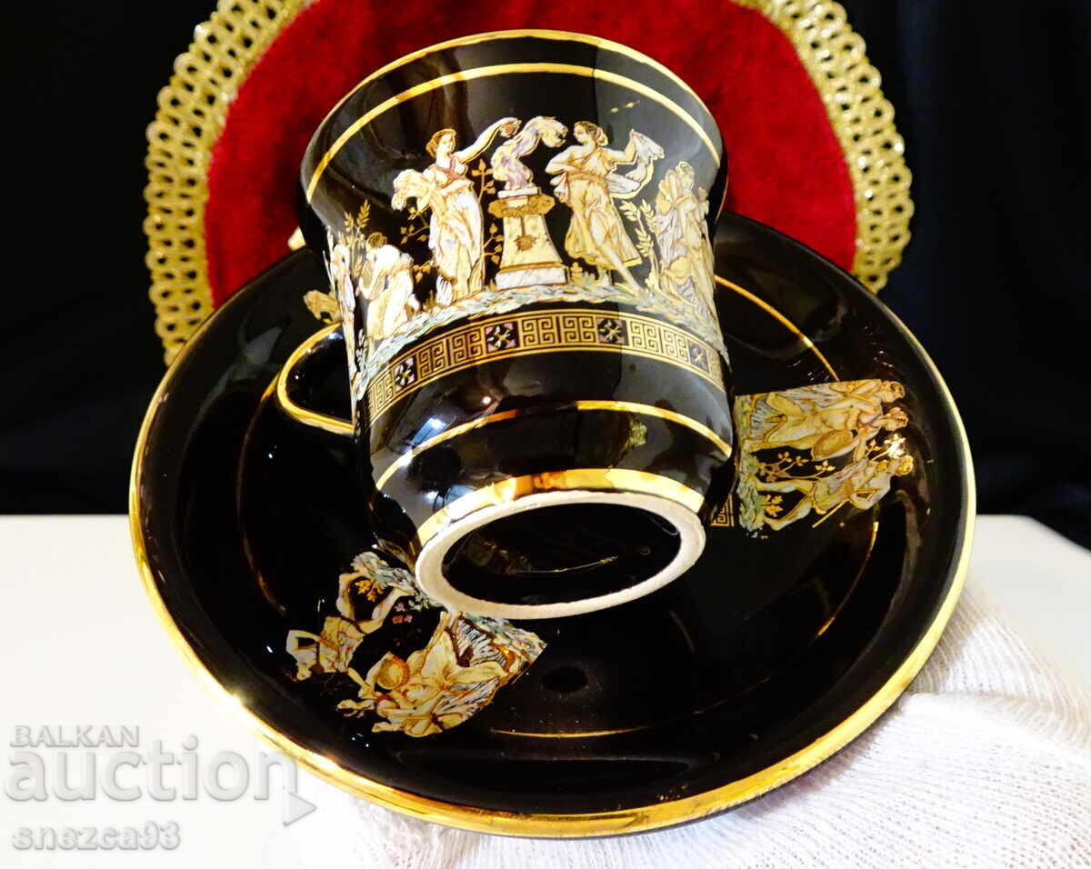 Greek cup with saucer, 24 karat gold with price 19.00 BGN | € 9.71