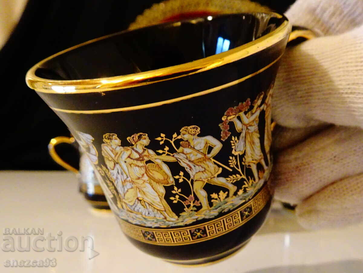 Greek cup with saucer, 24 karat gold - 5