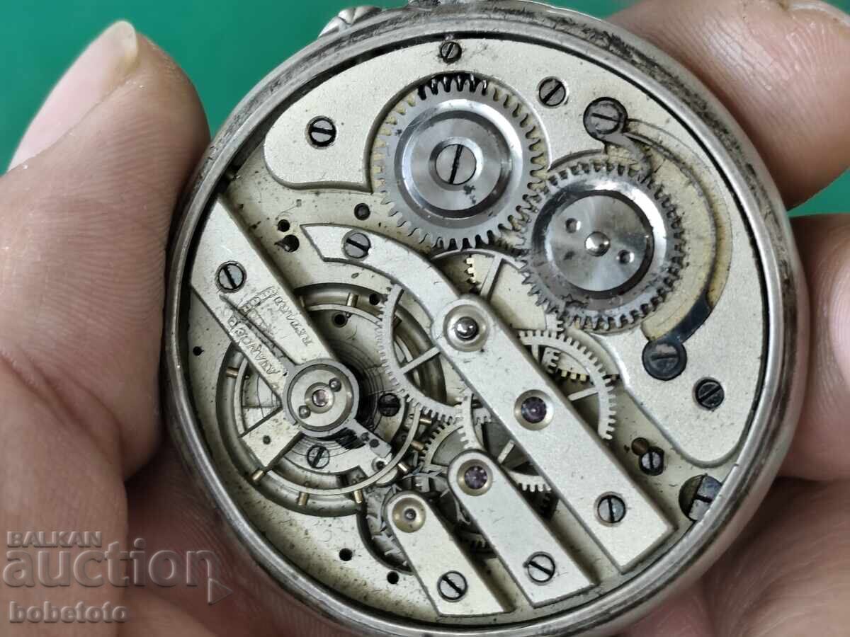 BZTs Star Silver Pocket Watch Calendar Tavannes - 5