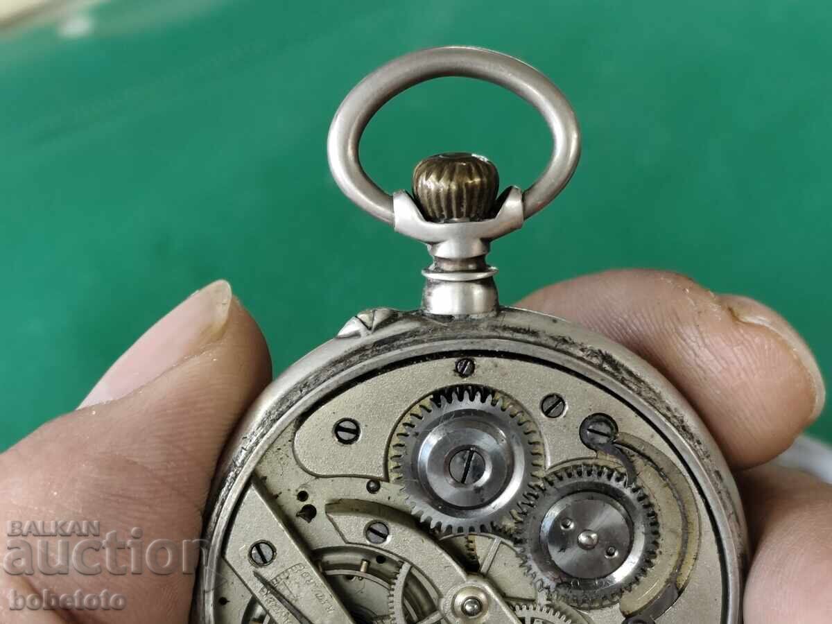 BZTs Star Silver Pocket Watch Calendar Tavannes - 7