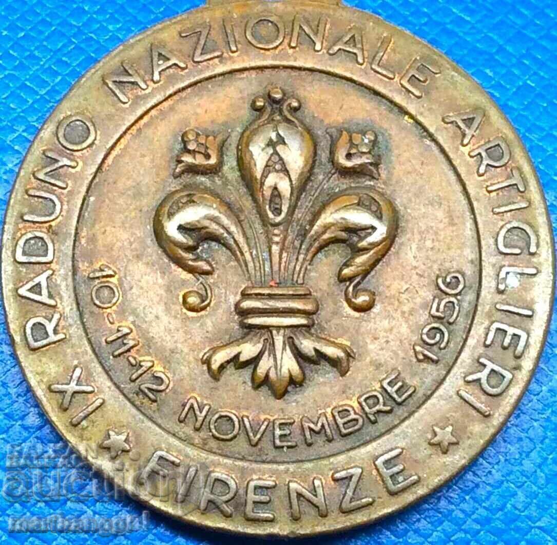 1956 Italia medalie "Congresul Național al Artileriștilor" Florența cu preț 36.00 BGN | € 18.41