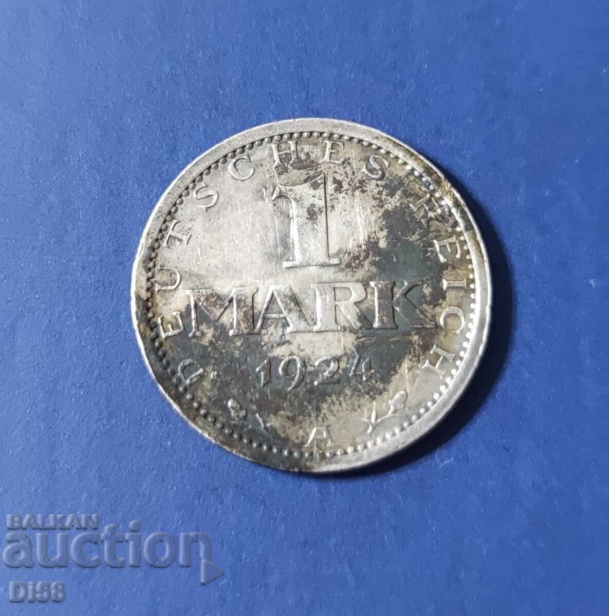 Сребърна Монета Германия 1 Марка 1924 г. А БЗЦ