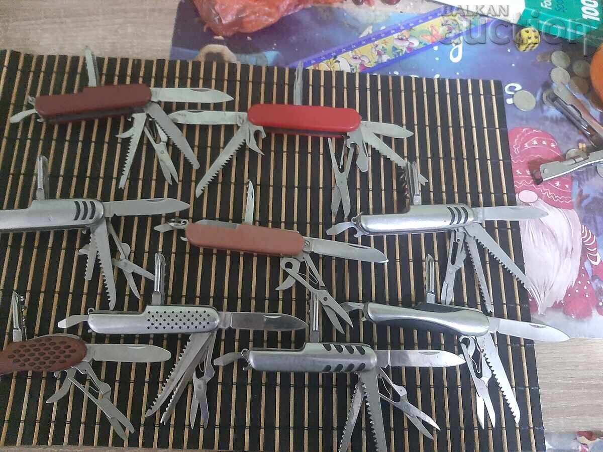 Lot of multi-functional folding knives, knife with price 0.01 BGN | € 0.01