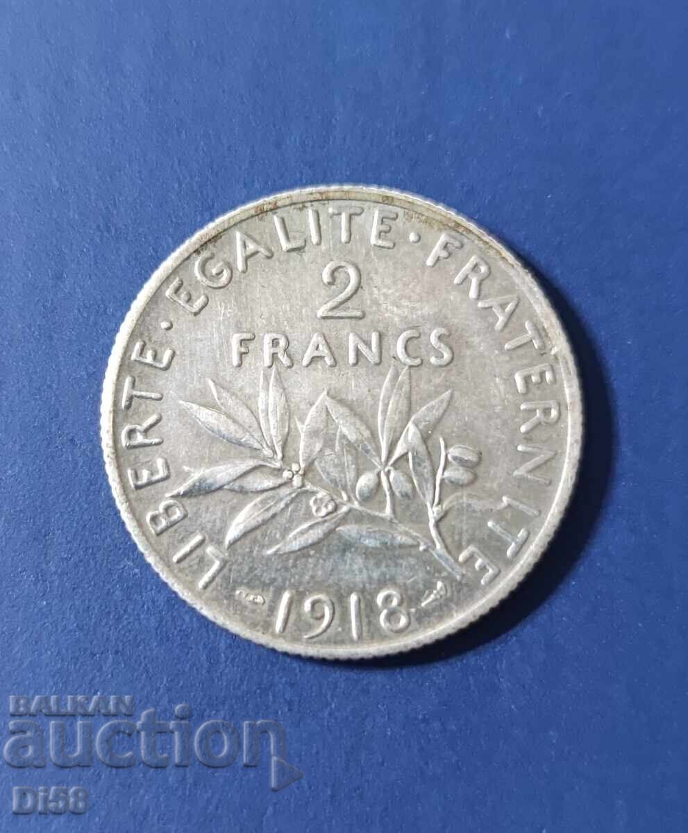 Ασημένιο Νόμισμα Γαλλία 2 Φράγκα 1918 BZC Ασημένιο Νόμισμα Γαλλία 2 Φράγκα 1918 BZC