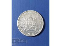 Silver Coin France 2 Francs 1918 BZC