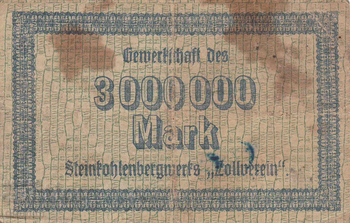 dioman - ГЕРМАНИЯ - 3000000 МАРКИ - 1923г с цена 1.90 лв. | € 0.97