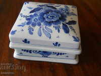 Antique Royal Delft Porcelain Jewelry Box, Holland
