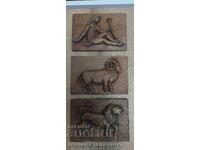 Wood carvings zodiac panels three pieces for connoisseurs