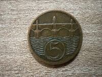 Cehoslovacia - 5 halieri (1923)