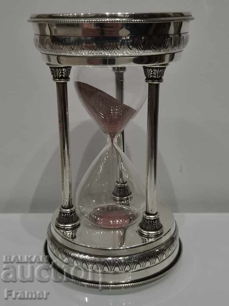 Beautiful Spanish silver hourglass from the 19th century Beautiful Spanish silver hourglass from the 19th century