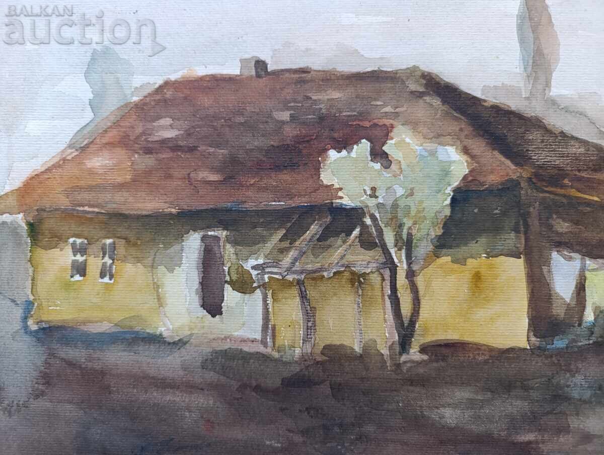 Παλιό όμορφο βουλγαρικό πίνακα, ακουαρέλα με τιμή 35.00 BGN | € 17.90