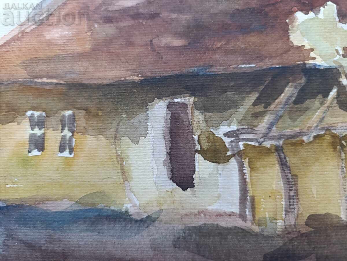 Δημοπρασία Παλιό όμορφο βουλγαρικό πίνακα, ακουαρέλα